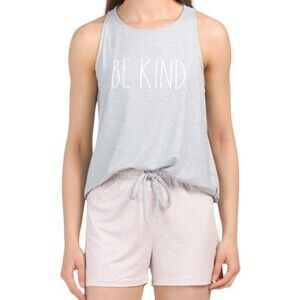 Rae Dunn 2pc Be Kind Racerback Tank & Shorts Set Size L